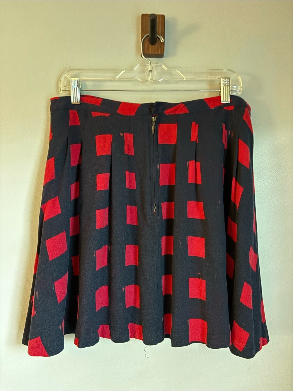 Vintage Gap Navy Red Geometric Block Print Pleated Mini Skirt Size 10 Regular - Picture 2 of 8